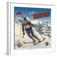 Ski slalom-Bruno Pozzo-Framed Art Print