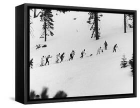 Ski Slope at Squaw Valley During Winter Olympics-George Silk-Framed Stretched Canvas