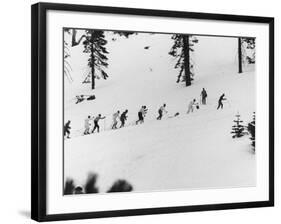 Ski Slope at Squaw Valley During Winter Olympics-George Silk-Framed Photographic Print