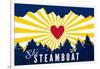 Ski Steamboat - Heart and Treeline-Lantern Press-Framed Art Print