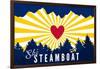 Ski Steamboat - Heart and Treeline-Lantern Press-Framed Art Print