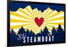 Ski Steamboat - Heart and Treeline-Lantern Press-Framed Art Print