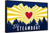 Ski Steamboat - Heart and Treeline-Lantern Press-Framed Stretched Canvas