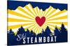 Ski Steamboat - Heart and Treeline-Lantern Press-Stretched Canvas
