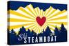 Ski Steamboat - Heart and Treeline-Lantern Press-Stretched Canvas