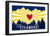 Ski Steamboat - Heart and Treeline-Lantern Press-Framed Art Print