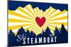 Ski Steamboat - Heart and Treeline-Lantern Press-Mounted Art Print
