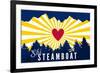 Ski Steamboat - Heart and Treeline-Lantern Press-Framed Art Print