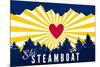 Ski Steamboat - Heart and Treeline-Lantern Press-Mounted Art Print