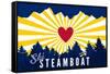 Ski Steamboat - Heart and Treeline-Lantern Press-Framed Stretched Canvas