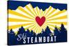 Ski Steamboat - Heart and Treeline-Lantern Press-Stretched Canvas