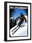 Ski Steamboat - Scratchboard Skier-Lantern Press-Framed Art Print