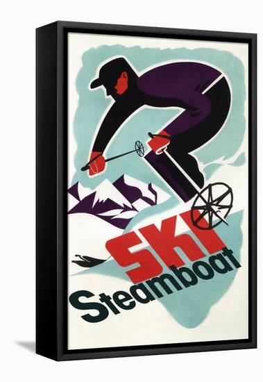 Ski Steamboat Springs, Co - Vintage Travel Poster, c.2008-Lantern Press-Framed Stretched Canvas