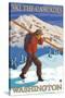 Ski the Cascades, Cascade Mountains, Washington-Lantern Press-Stretched Canvas