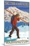 Ski the Cascades, Cascade Mountains, Washington-Lantern Press-Mounted Art Print