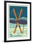 Ski the Cascades, Washington - Skis-Lantern Press-Framed Premium Giclee Print