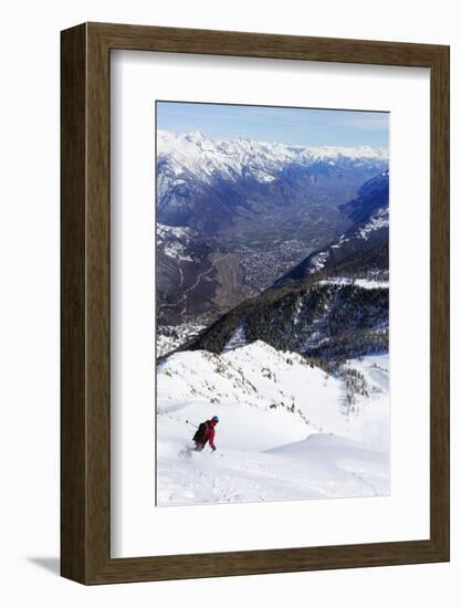 Ski Touring Near Martigny at Col De La Forclaz, Valais, Swiss Alps, Switzerland, Europe-Christian Kober-Framed Photographic Print