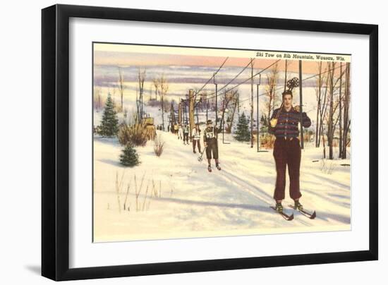 Ski Tow on Rib Mountain, Wausau, Wisconsin-null-Framed Art Print