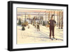 Ski Tow on Rib Mountain, Wausau, Wisconsin-null-Framed Art Print