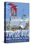 Ski Town USA - Steamboat, Colorado-Lantern Press-Stretched Canvas