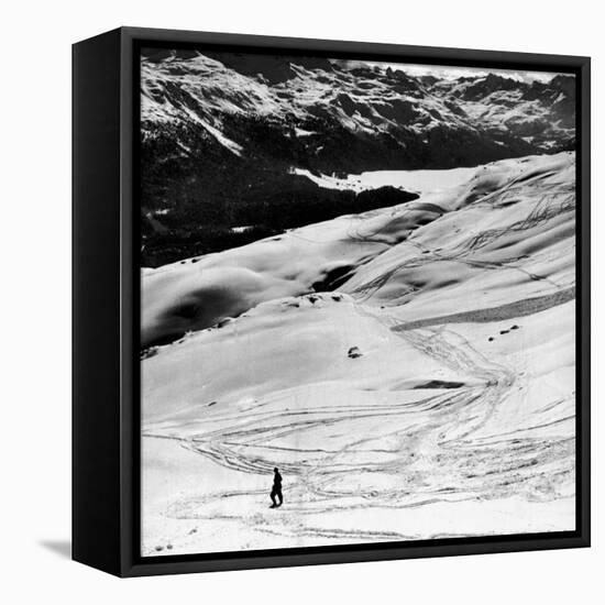 Ski Tracks on Alpine Slopes of Winter Resort-Alfred Eisenstaedt-Framed Stretched Canvas