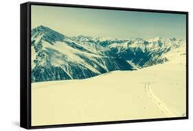Ski Trail with Valley in the Back-Anze Bizjan-Framed Stretched Canvas