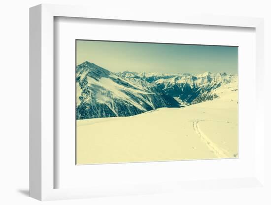 Ski Trail with Valley in the Back-Anze Bizjan-Framed Photographic Print