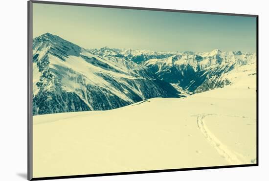 Ski Trail with Valley in the Back-Anze Bizjan-Mounted Photographic Print