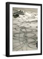 Ski Trails in Snow-null-Framed Premium Giclee Print