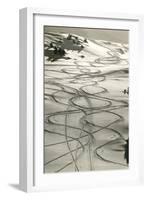 Ski Trails in Snow-null-Framed Art Print