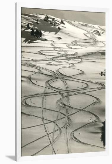 Ski Trails in Snow-null-Framed Art Print