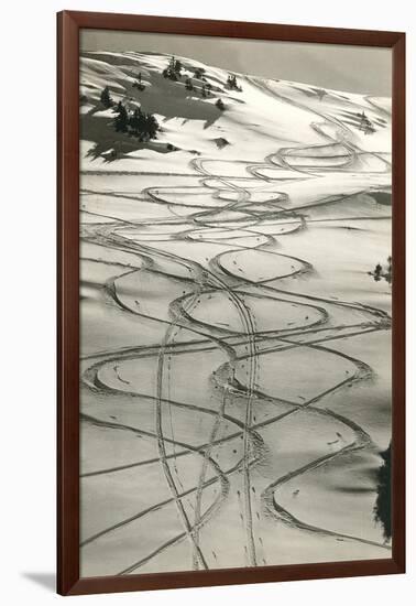 Ski Trails in Snow-null-Framed Art Print