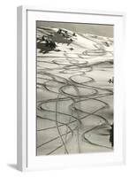 Ski Trails in Snow-null-Framed Art Print
