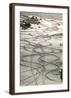 Ski Trails in Snow-null-Framed Art Print