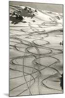 Ski Trails in Snow-null-Mounted Art Print