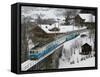 Ski Train, Gstaad, Bern, Switzerland-Walter Bibikow-Framed Stretched Canvas