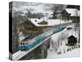 Ski Train, Gstaad, Bern, Switzerland-Walter Bibikow-Stretched Canvas