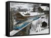Ski Train, Gstaad, Bern, Switzerland-Walter Bibikow-Framed Stretched Canvas