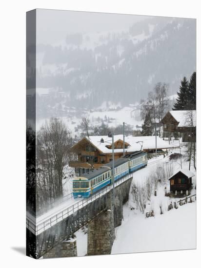 Ski Train, Gstaad, Bern, Switzerland-Walter Bibikow-Stretched Canvas