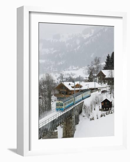 Ski Train, Gstaad, Bern, Switzerland-Walter Bibikow-Framed Photographic Print