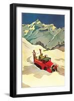 Ski Truck in Alps-null-Framed Art Print