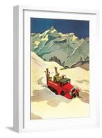 Ski Truck in Alps-null-Framed Art Print