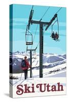 Ski Utah - Ski Lift Day Scene-Lantern Press-Stretched Canvas