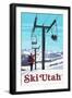 Ski Utah - Ski Lift Day Scene-Lantern Press-Framed Art Print