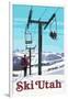 Ski Utah - Ski Lift Day Scene-Lantern Press-Framed Art Print