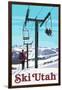 Ski Utah - Ski Lift Day Scene-Lantern Press-Framed Art Print