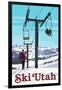 Ski Utah - Ski Lift Day Scene-Lantern Press-Framed Art Print