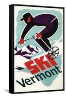 Ski Vermont - Retro Skier-Lantern Press-Framed Stretched Canvas