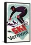 Ski Vermont - Retro Skier-Lantern Press-Framed Stretched Canvas