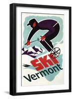 Ski Vermont - Retro Skier-Lantern Press-Framed Art Print